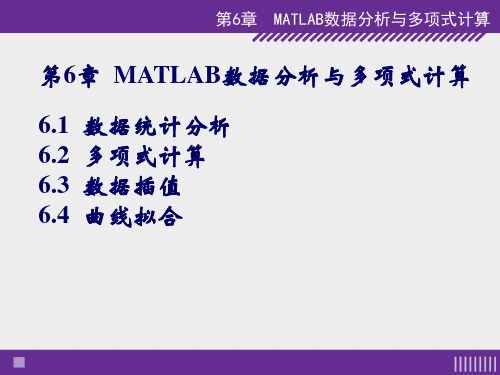 第6章  MATLAB数据分析与多项式计算