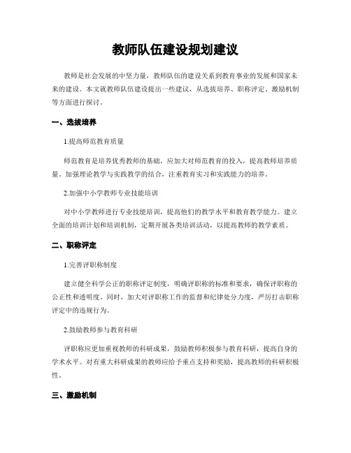 教师队伍建设规划建议