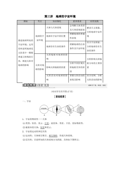 2021版高考地理一轮复习第1单元从宇宙看地球(含地球和地图)第3讲地球的宇宙环境图教案鲁教版