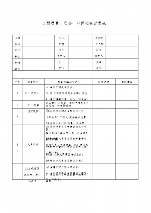 施工现场检查记录表