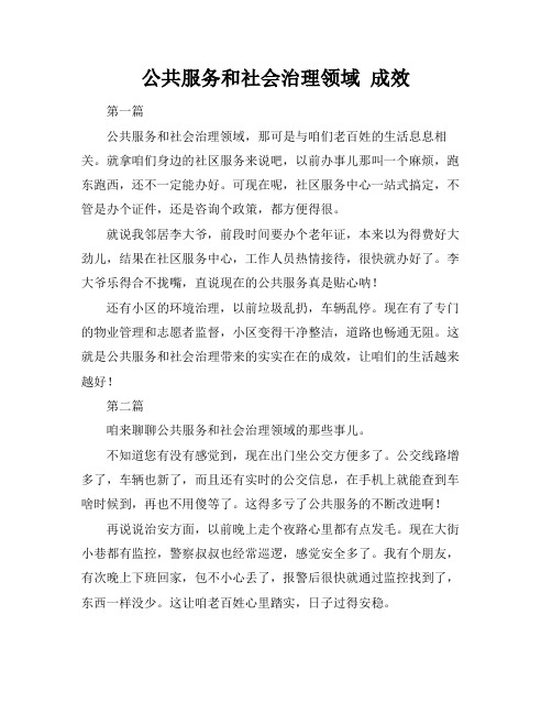 公共服务和社会治理领域 成效