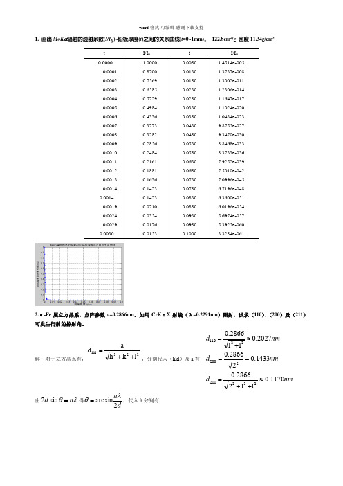 材料分析方法作业汇总