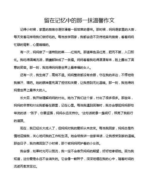 留在记忆中的那一抹温馨作文