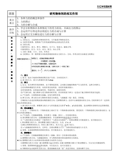 物理3研究物体间的相互作用教案(孙)