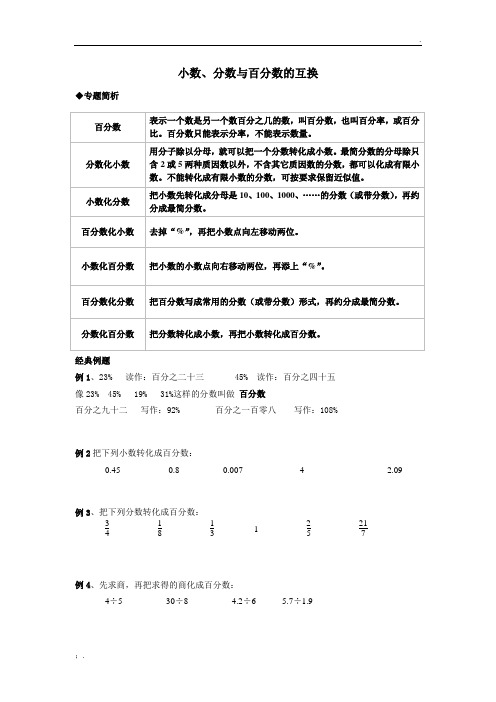 小数分数百分数互换