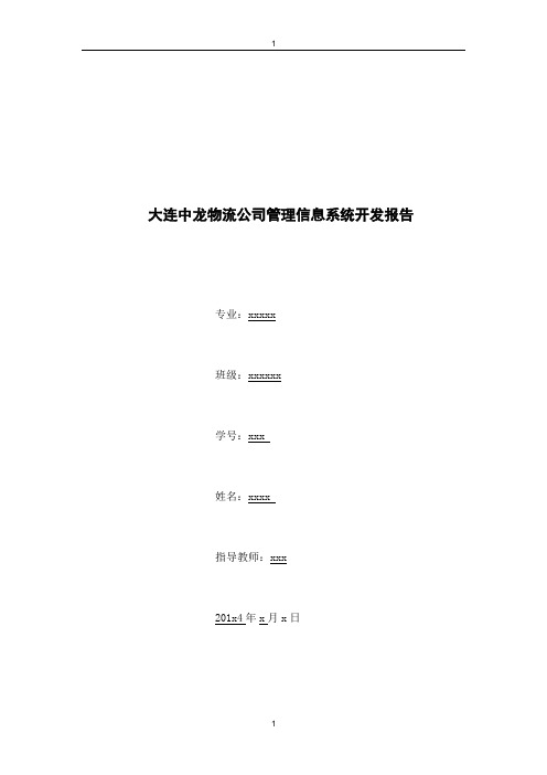XX企业管理信息系统开发报告