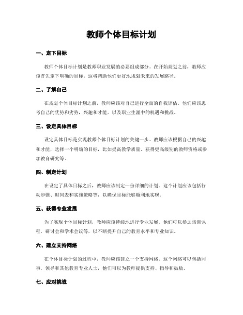 教师个体目标计划