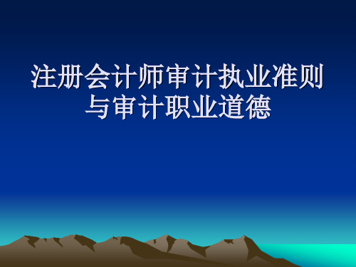 注册会计师审计执业准则与职业道德