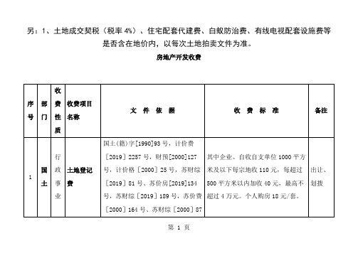 房地产开发收费明细