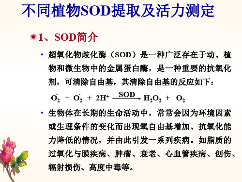 浙江大学生物化学实验甲不同植物SOD提取及活力测定