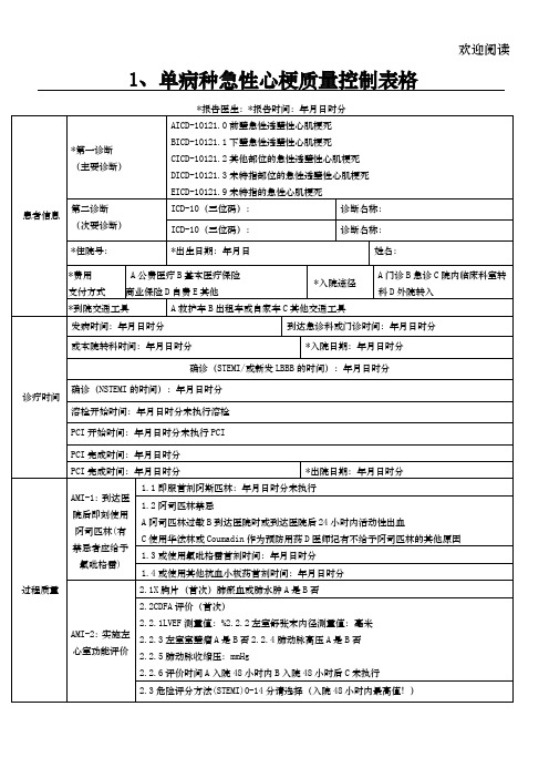 单病种质量控制表单(完整版)