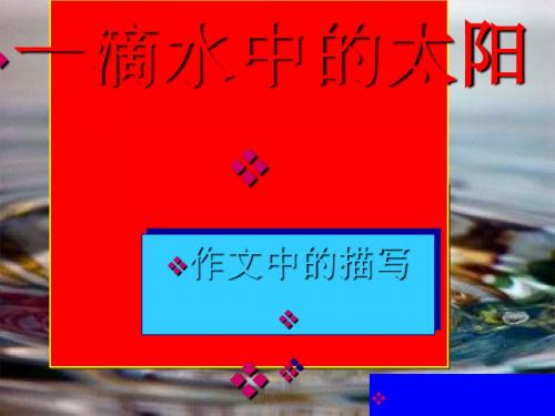 初中作文指导：《一滴水中的太阳——作文中的描写》PPT