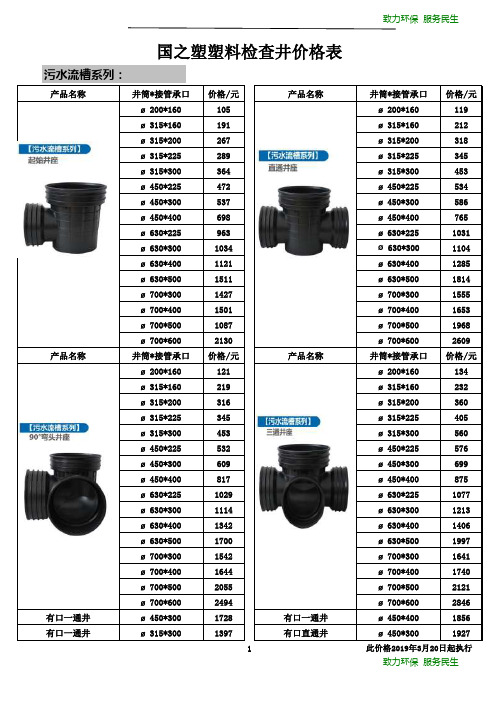 塑料检查井价格表最新