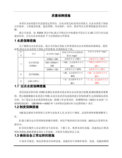 质量(完成时间、安全、环保)保障措施及方案