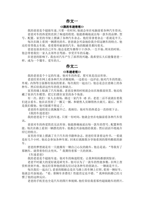 车迷爸爸作文三百字左右