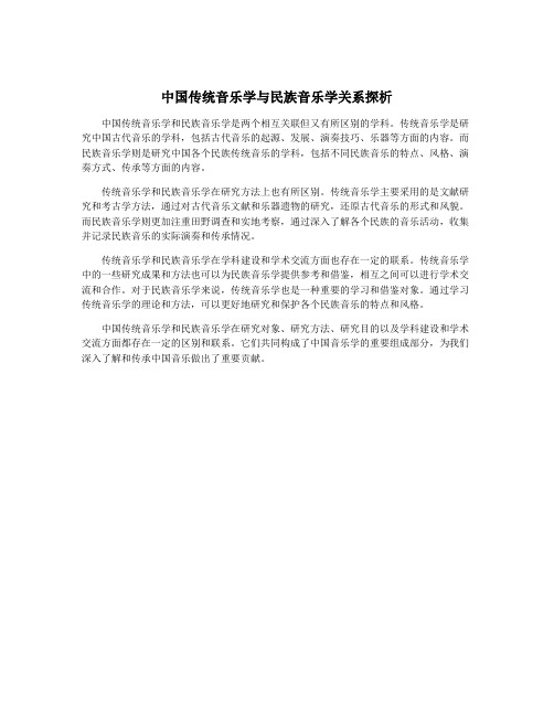 中国传统音乐学与民族音乐学关系探析