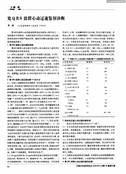 宽QRS波群心动过速鉴别诊断