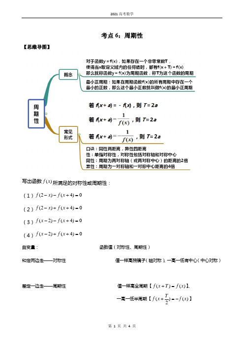 2021高考一轮复习笔记 考点06 周期性(讲解)(原卷版)