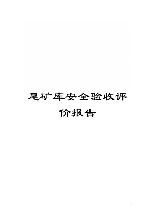 尾矿库安全验收评价报告模板