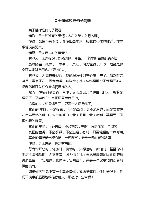 关于懂你经典句子精选