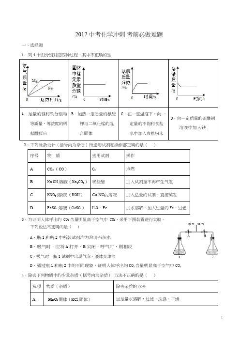 中考化学冲刺 难题30训练