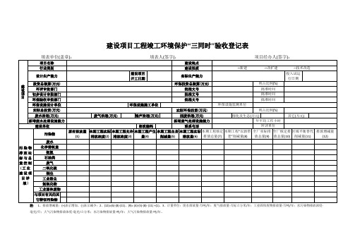 建设项目工程竣工环境保护三同时验收登记表