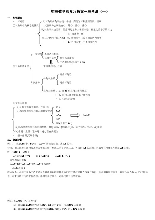 初三总复习教案,三角形