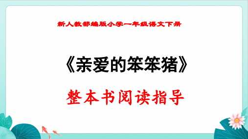 新人教部编版小学一年级语文下册《亲爱的笨笨猪》整本书阅读指导