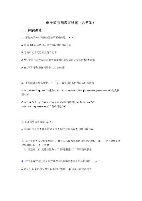 电子商务师模拟试题(含答案)dt