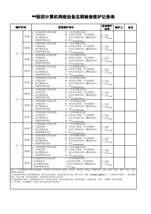 计算机网络设备定期检查记录表