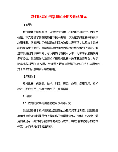 散打比赛中侧踹腿的应用及训练研究