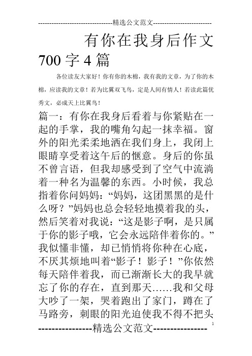 有你在我身后作文700字4篇