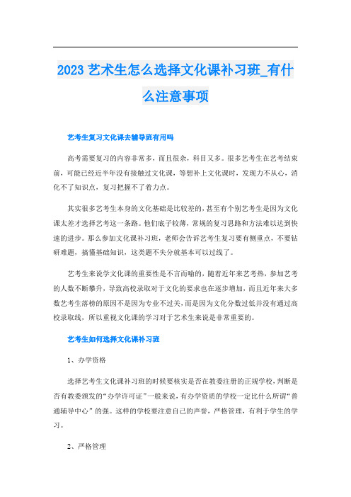 2023艺术生怎么选择文化课补习班_有什么注意事项