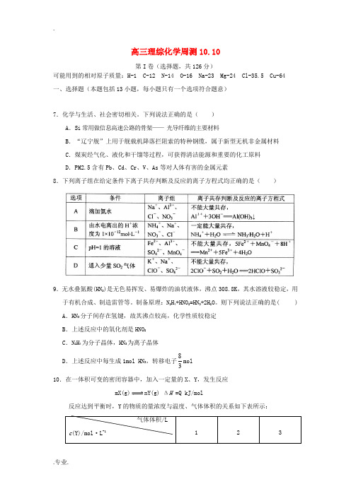 高三化学周练试题(10.10)-人教版高三全册化学试题