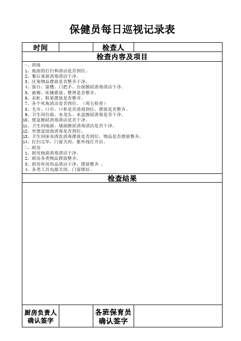 保健员每日巡察记录表