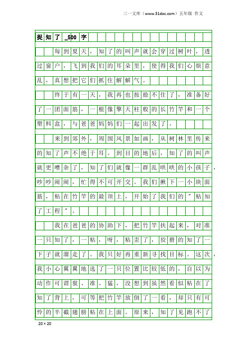 五年级作文：捉知了_500字_1