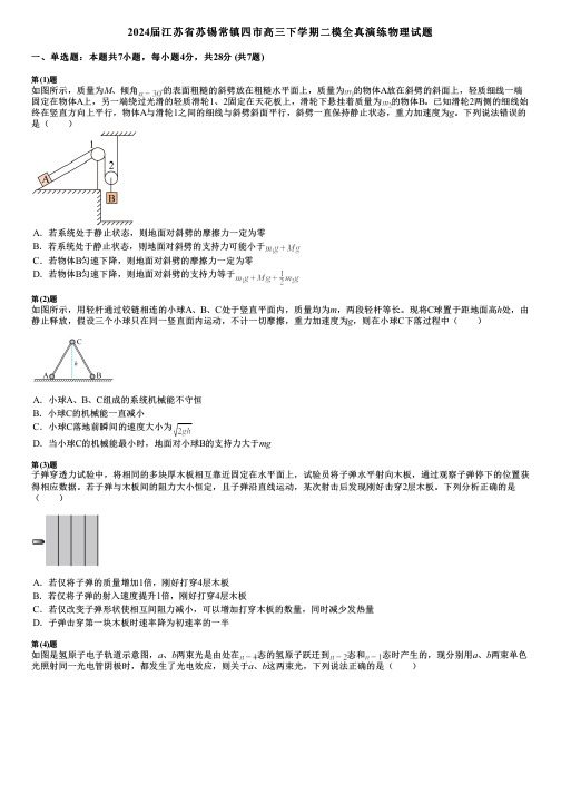 2024届江苏省苏锡常镇四市高三下学期二模全真演练物理试题