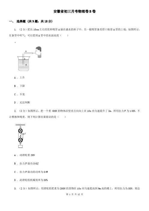 安徽省初三月考物理卷B卷