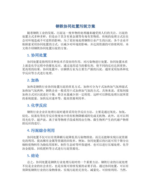 钢铁协同处置污泥方案