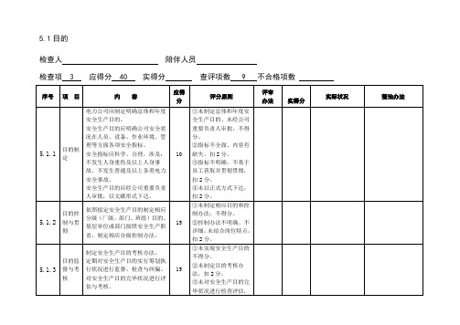 风力发电场电力安全标准化评分表样本