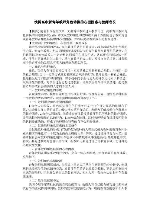 浅析高中新青年教师角色转换的心理困惑与教师成长