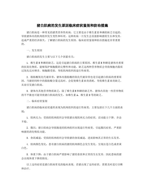 猪白肌病的发生原因临床症状鉴别和防治措施