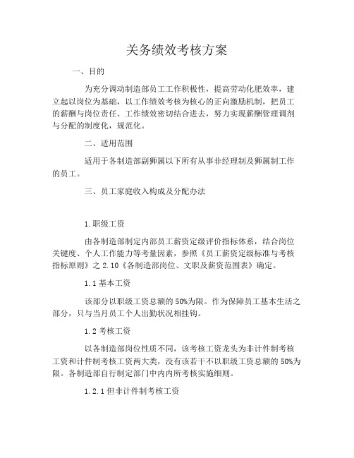 关务绩效考核方案