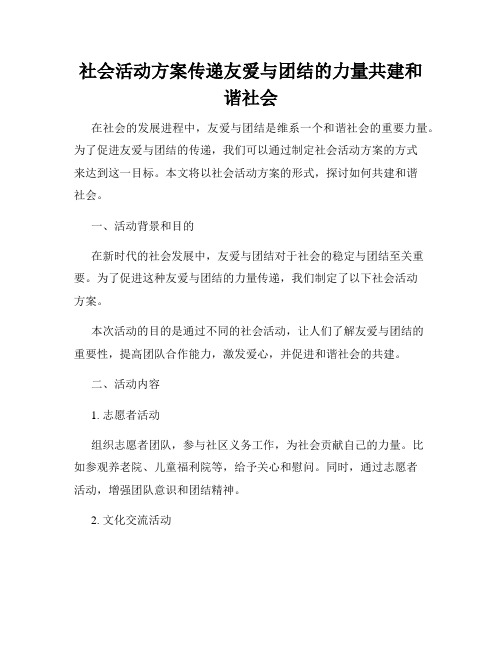 社会活动方案传递友爱与团结的力量共建和谐社会