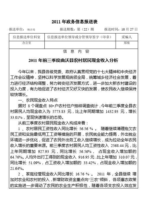 2011年政务信息报送表