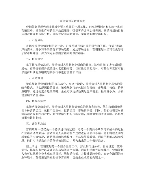 营销策划是做什么的