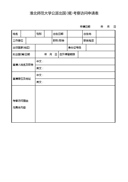 公派出国(境)考察访问申请表