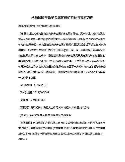 永梅凹陷带铁多金属矿成矿特征与找矿方向