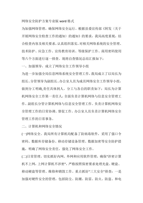 网络安全防护方案专业版word格式