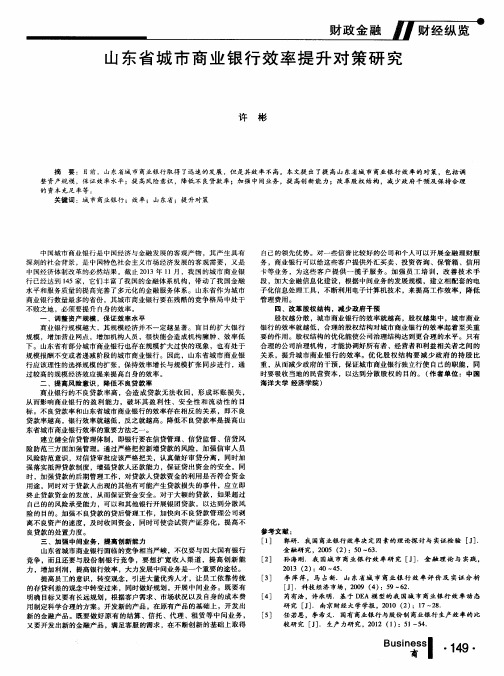 山东省城市商业银行效率提升对策研究